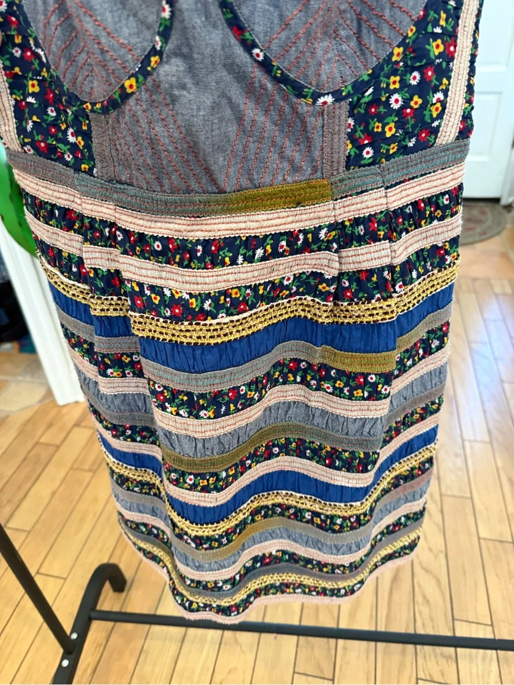 Free People free romantics Striped Embroidered Sweetheart Mini Dress in Blue